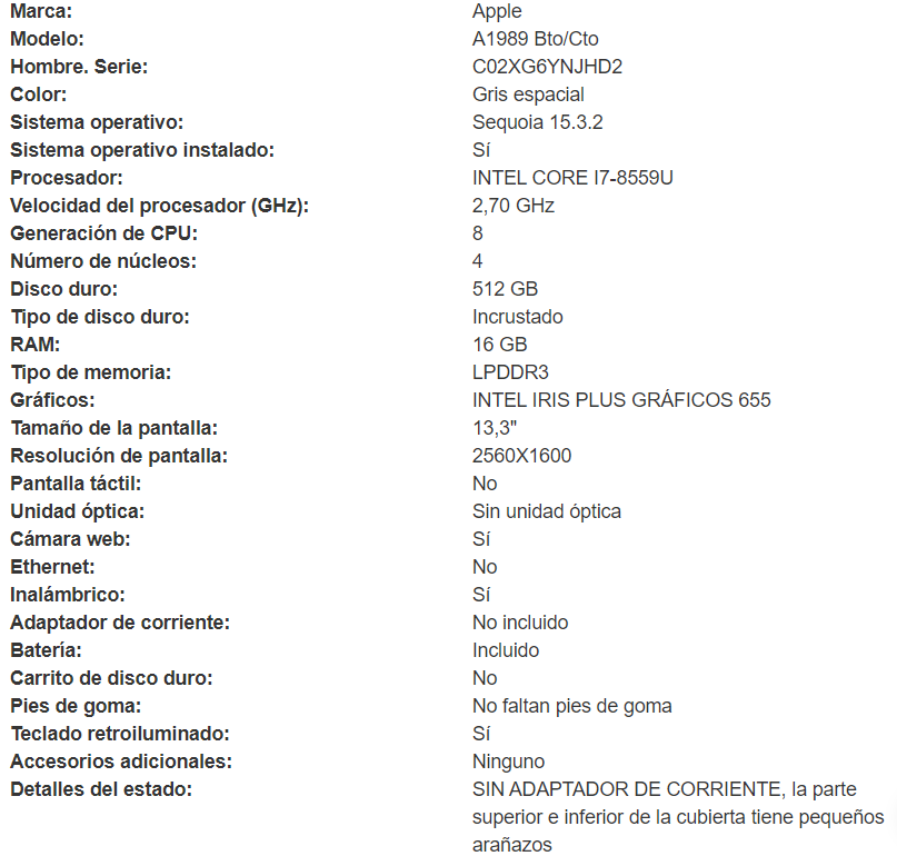 Detalle MacBook